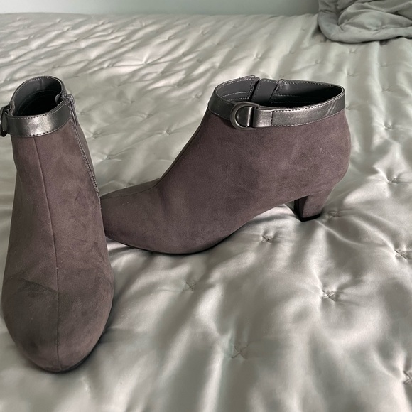 Grey Suede Ankle Boot Heels - Picture 2 of 7